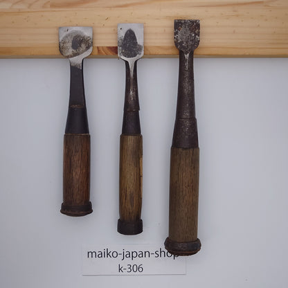 Vintage Damaged Japanese Wood Chisel Set Carpenter Tools Nomi From Japan k-306