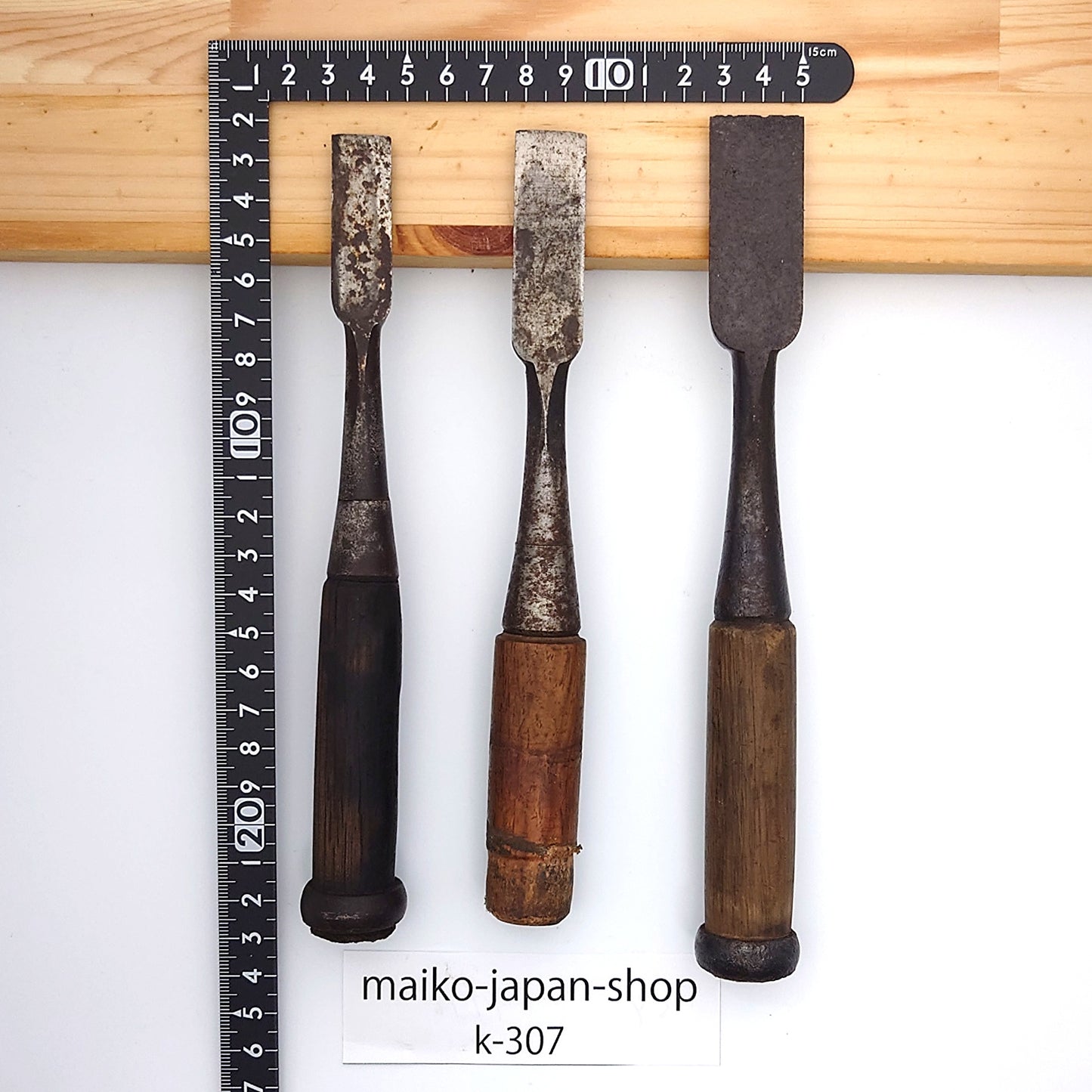 Vintage Damaged Japanese Wood Chisel Set Carpenter Tools Nomi From Japan k-307
