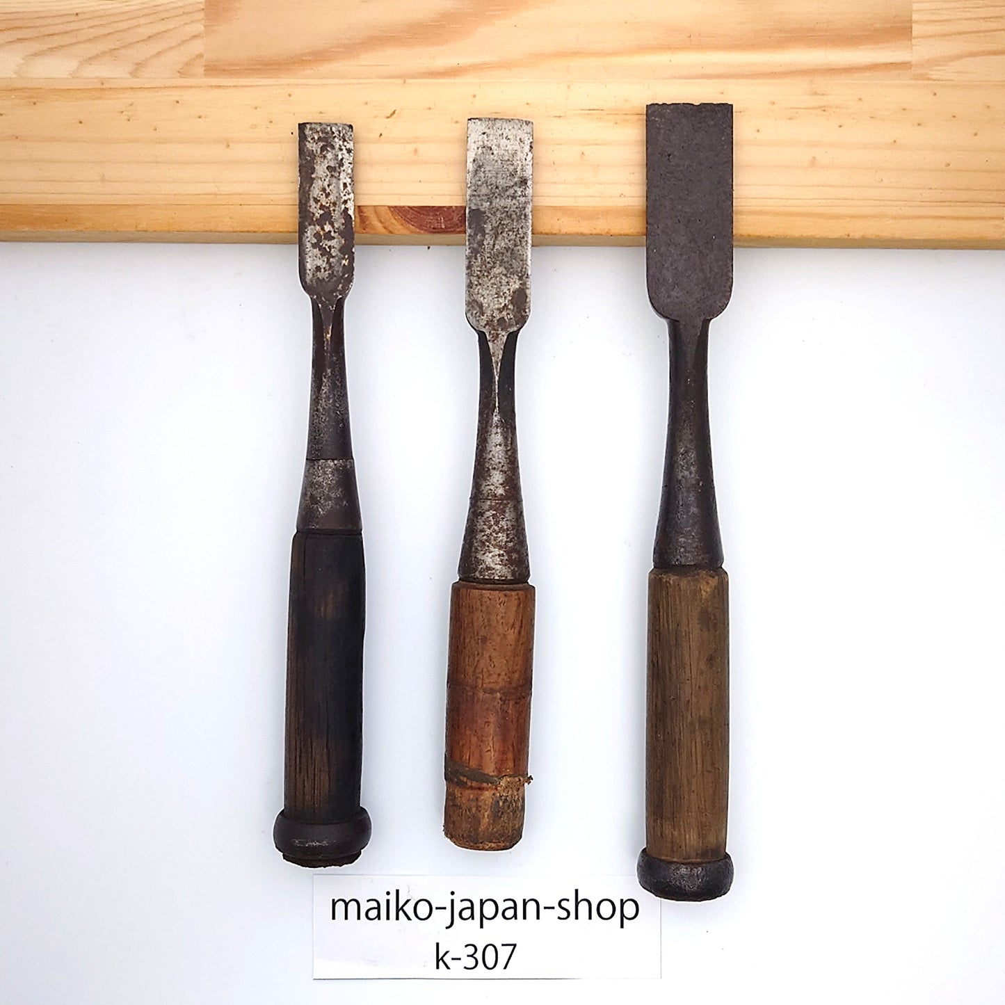 Vintage Damaged Japanese Wood Chisel Set Carpenter Tools Nomi From Japan k-307
