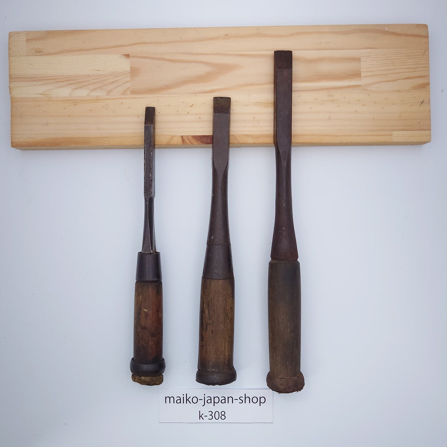 Vintage Damaged Japanese Wood Chisel Set Carpenter Tools Nomi From Japan k-308