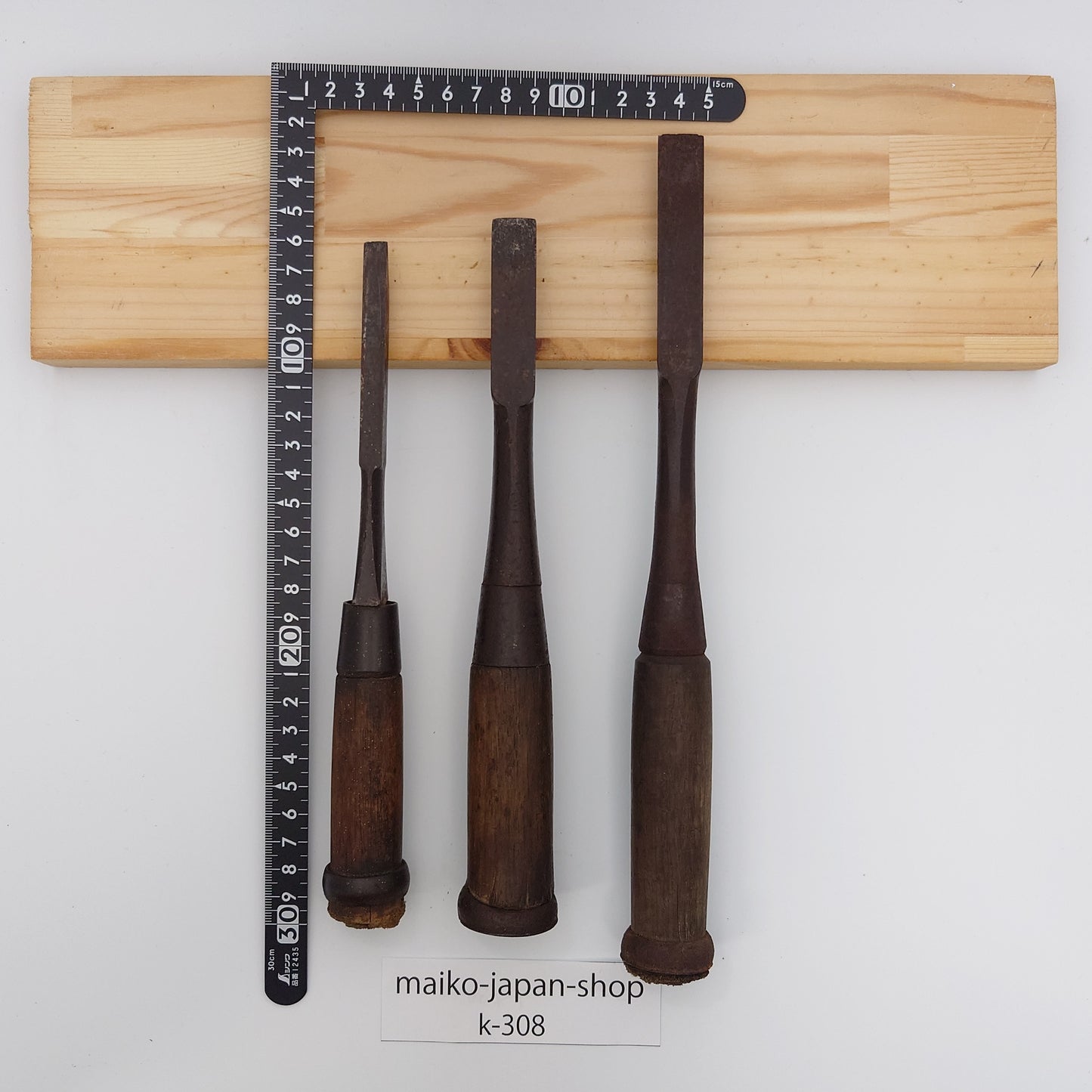 Vintage Damaged Japanese Wood Chisel Set Carpenter Tools Nomi From Japan k-308