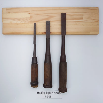 Vintage Damaged Japanese Wood Chisel Set Carpenter Tools Nomi From Japan k-308