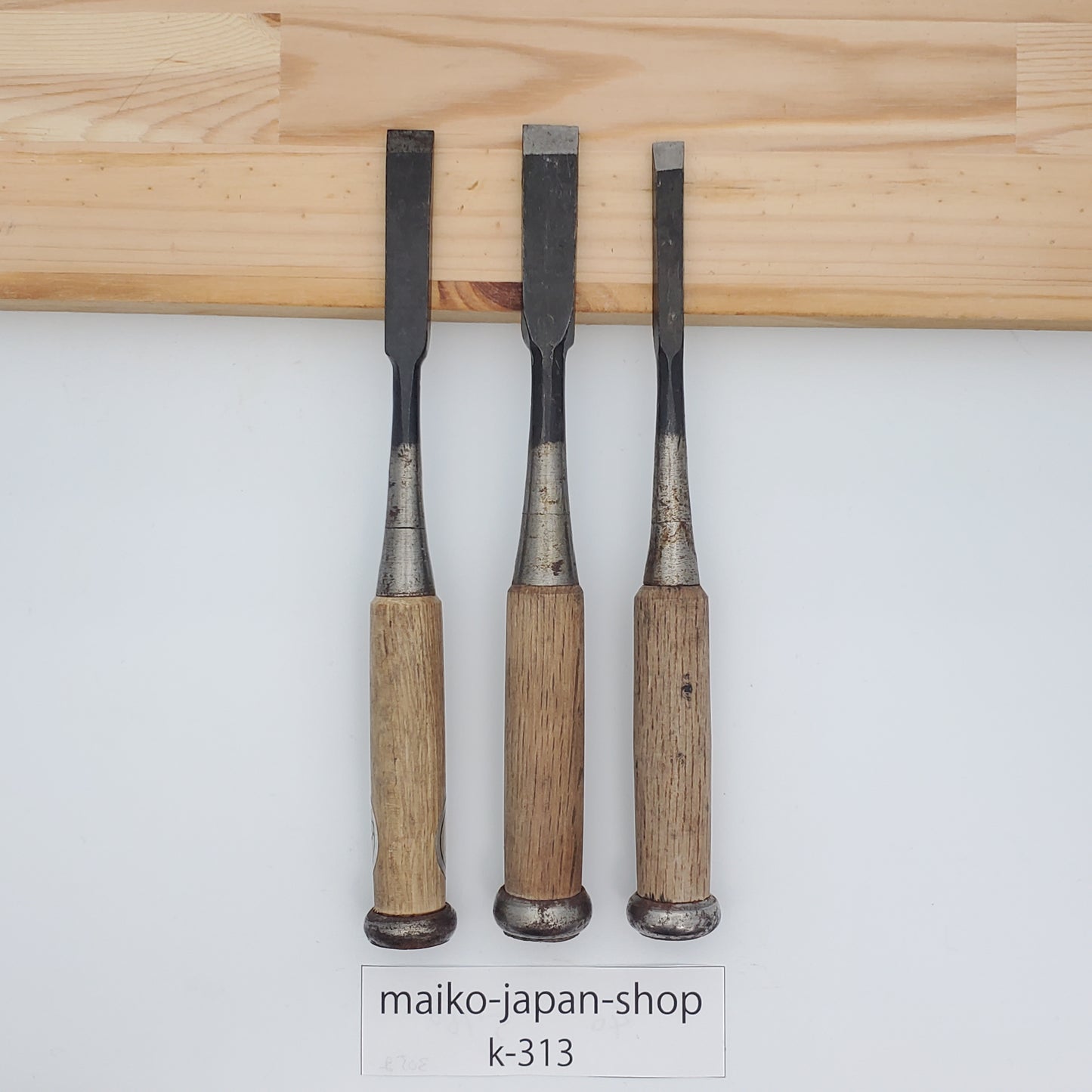 Vintage Damaged Japanese Wood Chisel Set Carpenter Tools Nomi From Japan k-313