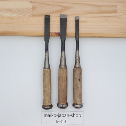 Vintage Damaged Japanese Wood Chisel Set Carpenter Tools Nomi From Japan k-313