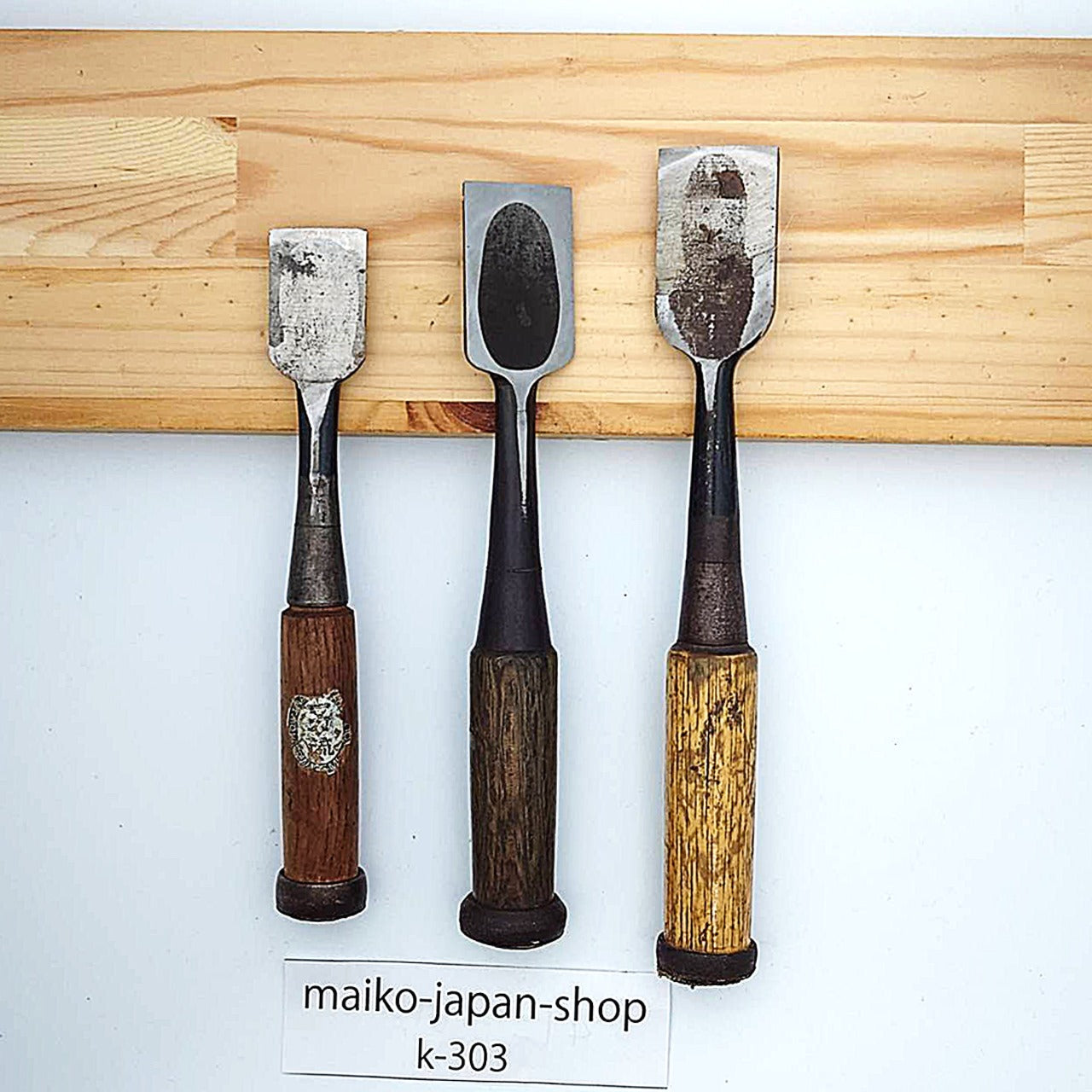 Vintage Damaged Japanese Wood Chisel Set Carpenter Tools Nomi From Japan k-303