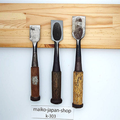Vintage Damaged Japanese Wood Chisel Set Carpenter Tools Nomi From Japan k-303