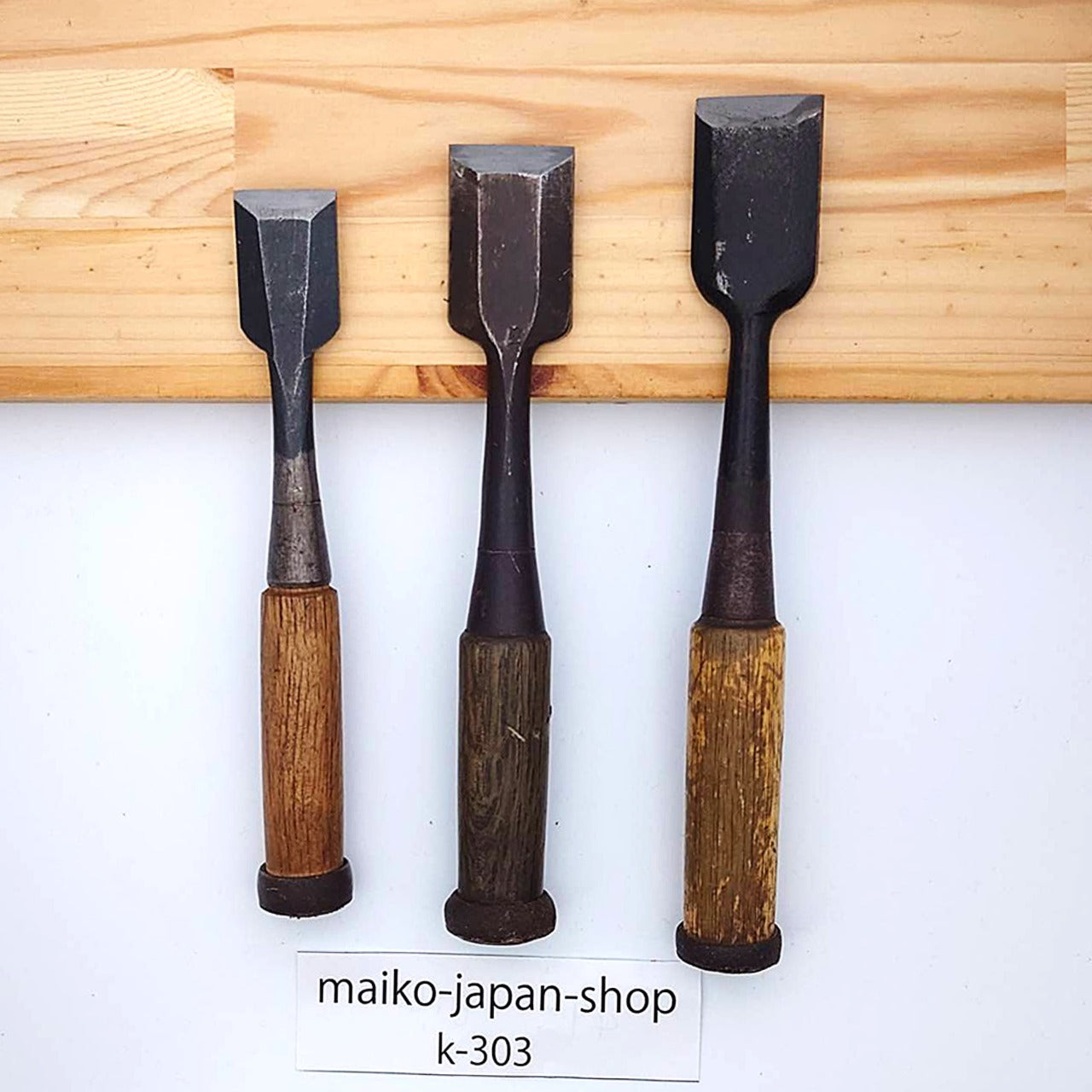 Vintage Damaged Japanese Wood Chisel Set Carpenter Tools Nomi From Japan k-303