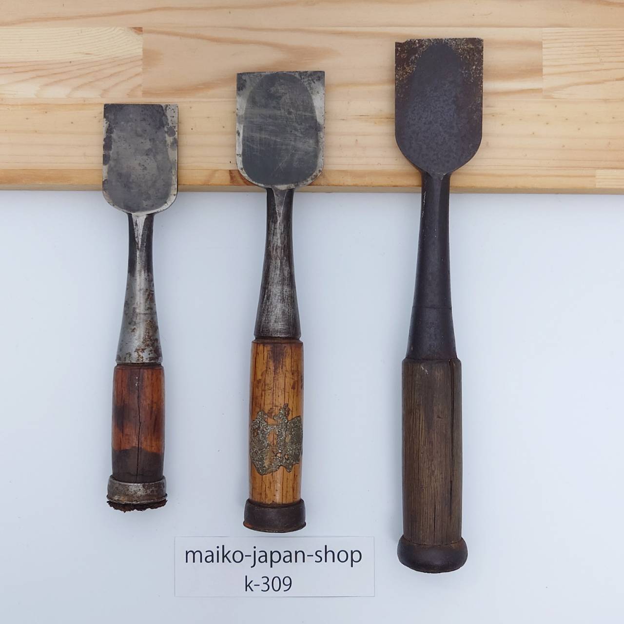 Vintage Damaged Japanese Wood Chisel Set Carpenter Tools Nomi From Japan k-309