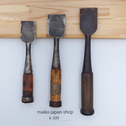 Vintage Damaged Japanese Wood Chisel Set Carpenter Tools Nomi From Japan k-309