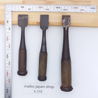 Vintage Damaged Japanese Wood Chisel Set Carpenter Tools Nomi From Japan k-310