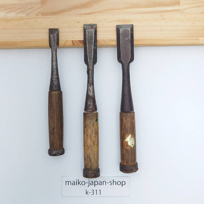 Vintage Damaged Japanese Wood Chisel Set Carpenter Tools Nomi From Japan k-311
