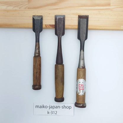 Vintage Damaged Japanese Wood Chisel Set Carpenter Tools Nomi From Japan k-312