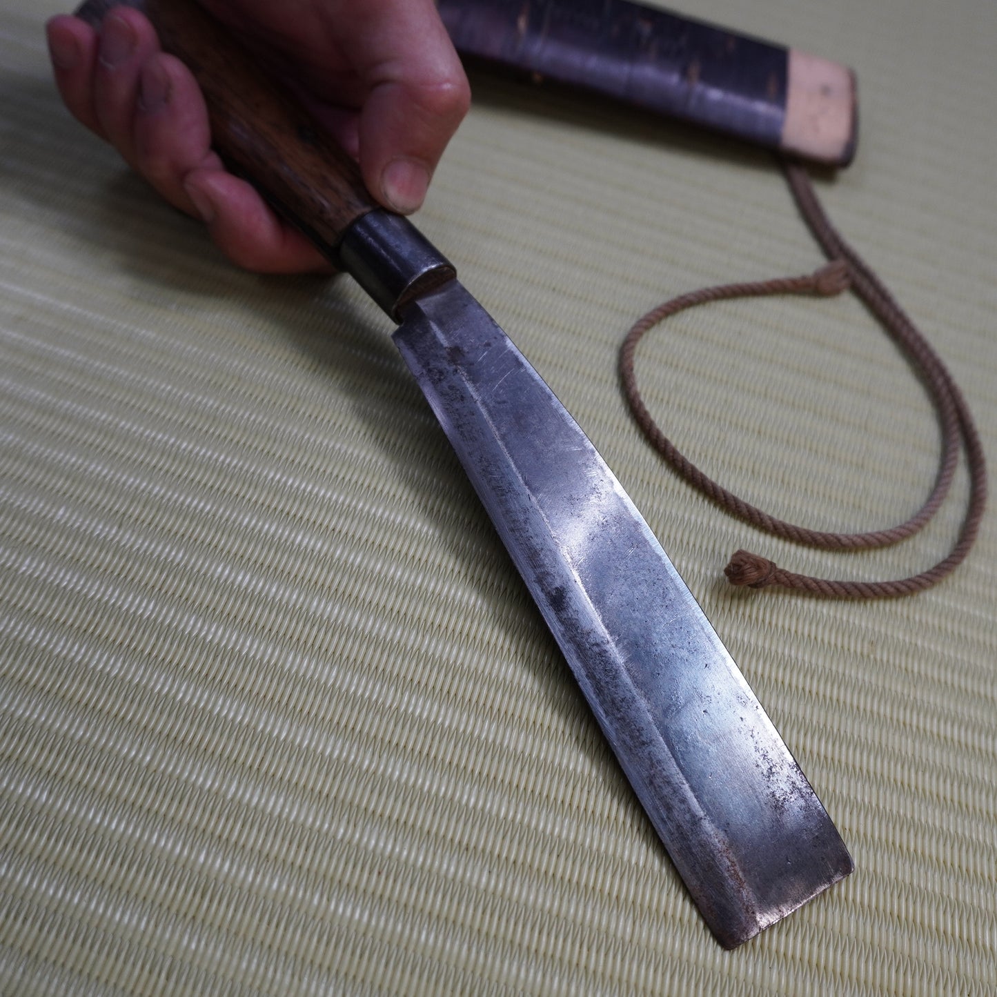 Sale! Vintage Japanese Nata Machete 170mm Single Bevel Blade with Sheath F-287