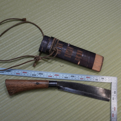 Sale! Vintage Japanese Nata Machete 170mm Single Bevel Blade with Sheath F-287