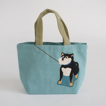 Shibata “Iya Iya Kuroyanagi” Cotton Tote Bag 11.8x7.9in Dog Walk P-134