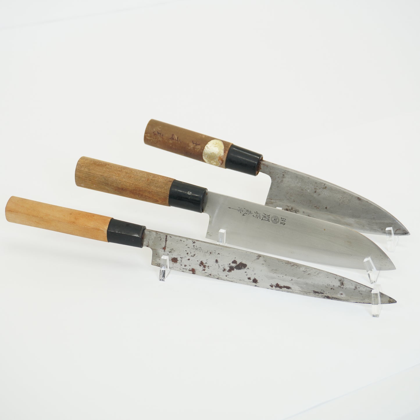 Japanese Used Kitchen Knife 3-Piece Set High Quality Vintage Sushi F-364