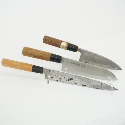 Japanese Used Kitchen Knife 3-Piece Set High Quality Vintage Sushi F-364