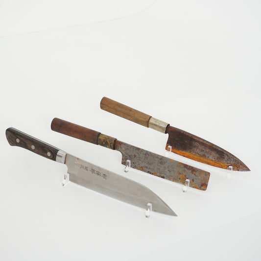 Japanese Used Kitchen Knife 3-Piece Set High Quality Vintage Sushi F-368