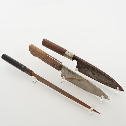 Rare Used Junk Japanese & German Kitchen Knife Combo Yanagiba Deba Mix F-372