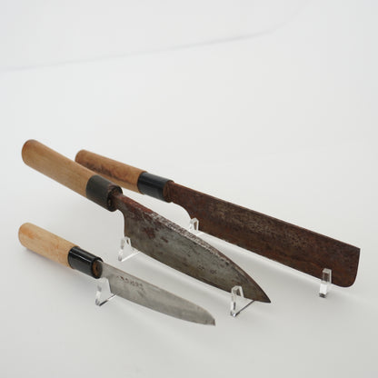 Japanese Used Junk Kitchen Knife 3-Piece Set High Quality Vintage Sushi F-374
