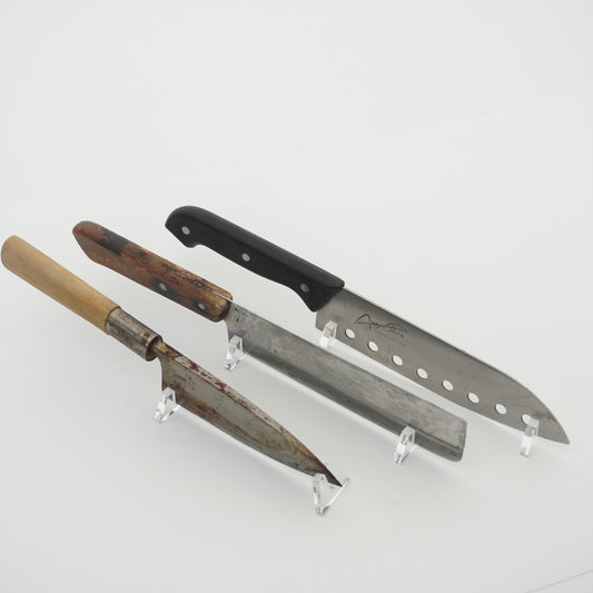 Japanese Used Junk Kitchen Knife 3-Piece Set High Quality Vintage Sushi F-375