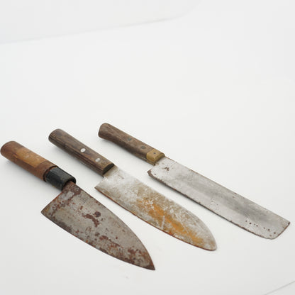 Japanese Used Kitchen Knife 3-Piece Set High Quality Vintage Sushi F-376