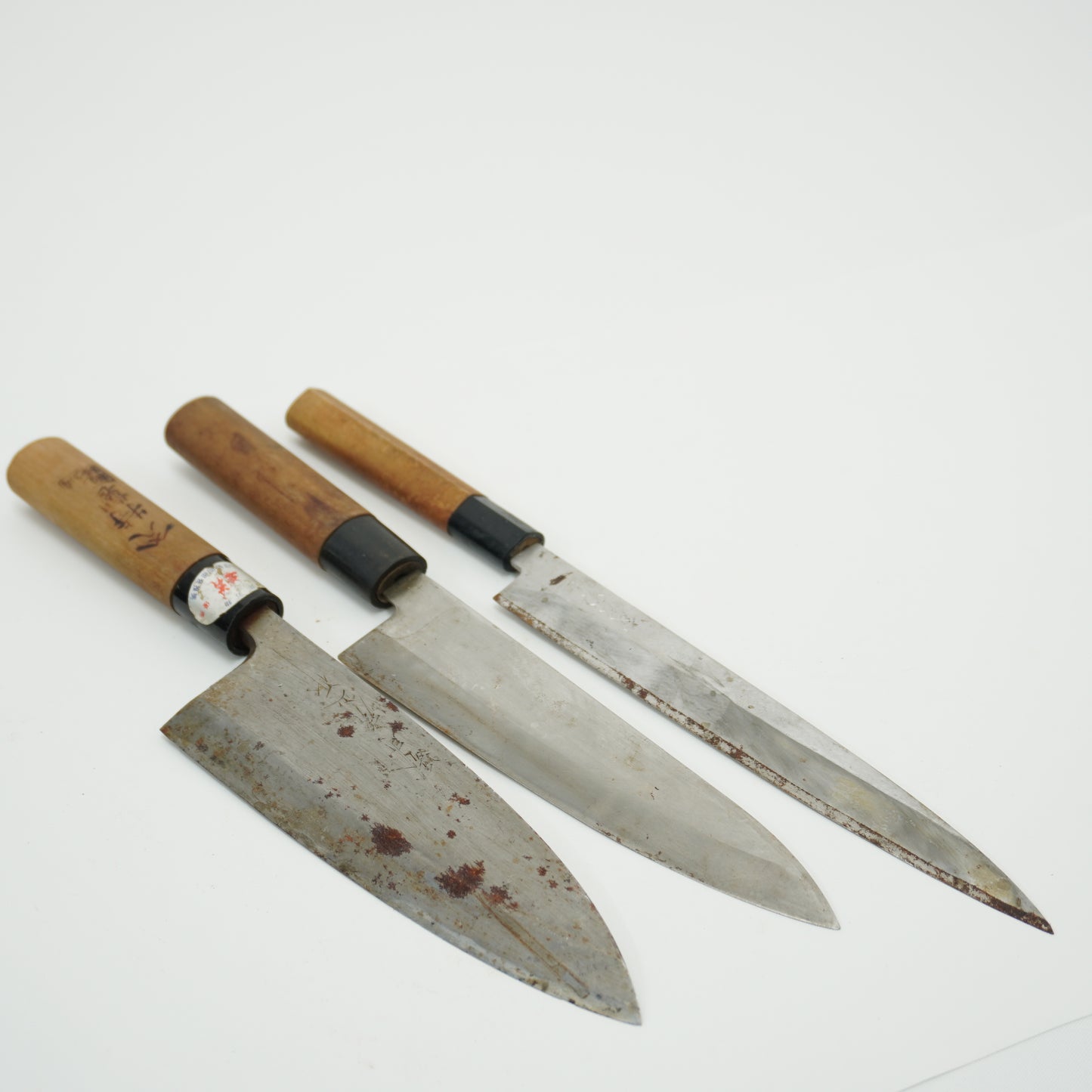 Japanese Used Kitchen Knife 3-Piece Set High Quality Vintage Sushi F-378