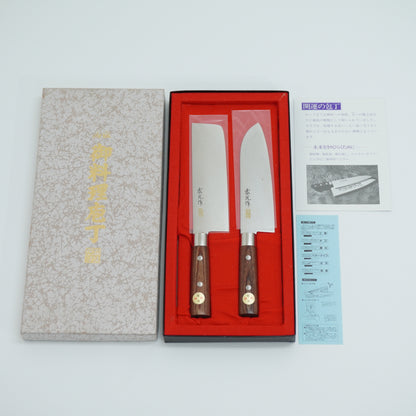 Japanese Used Kitchen Knife Set Boxed Vintage Sushi Sashimi F-388