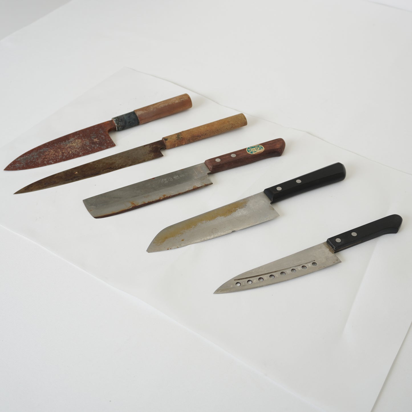 Japanese Junk Used Kitchen Knife 5pc Set Vintage Sashimi Sushi F-390