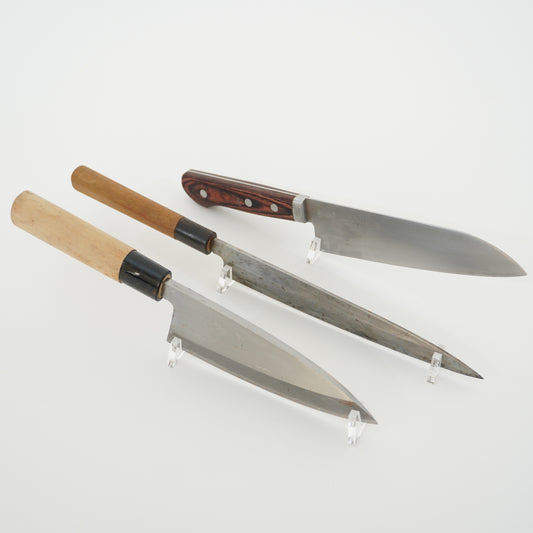 Japanese Used Vintage Knife Lot 3 Set Sushi Sasimi F-395