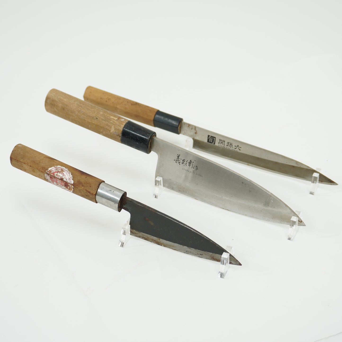 Japanese Used Vintage Knife Lot 3 Set Sushi Sasimi F-396