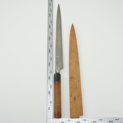 Rare! Japanese Used Vintage Yanagiba Knife w/ cover Sushi Sashimi F-402