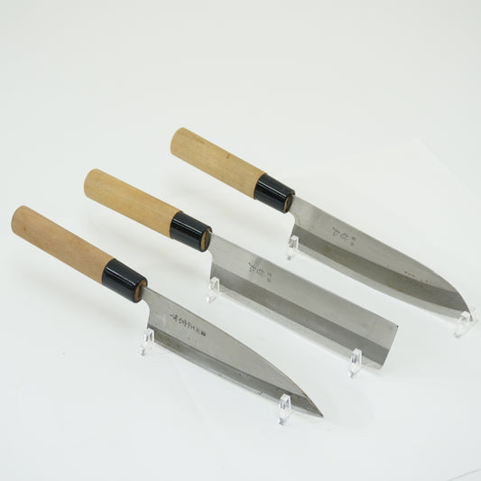 Japanese Used Vintage Knife Lot 3 Set Sushi Sasimi F-401