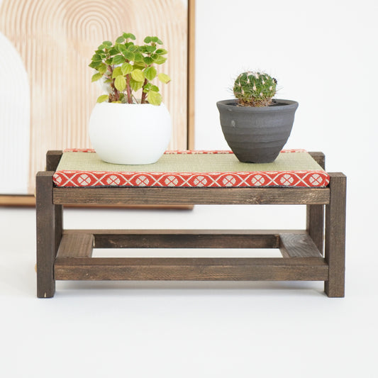 Tatami Display Stand Walnut Finish Japanese Red Wagara Edge Anime Figure