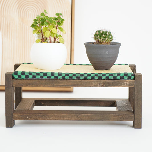 Tatami Display Stand Walnut Finish Japanese Ichimatsu Wagara Edge Anime Figure