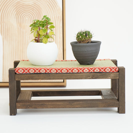 Tatami Display Stand Walnut Finish Japanese Flower Wagara Edge Anime Figure