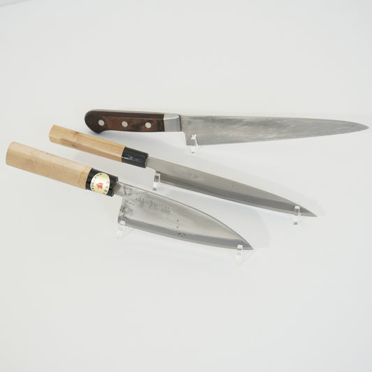 Japanese Used Vintage Kitchen Knife Lot 3 Set Sushi Sasimi F-410