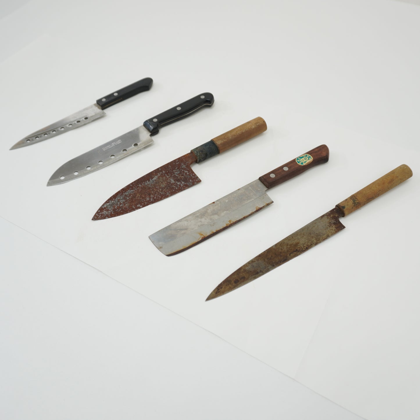 Japanese Junk Used Kitchen Knife 5pc Set Vintage Sashimi Sushi F-411