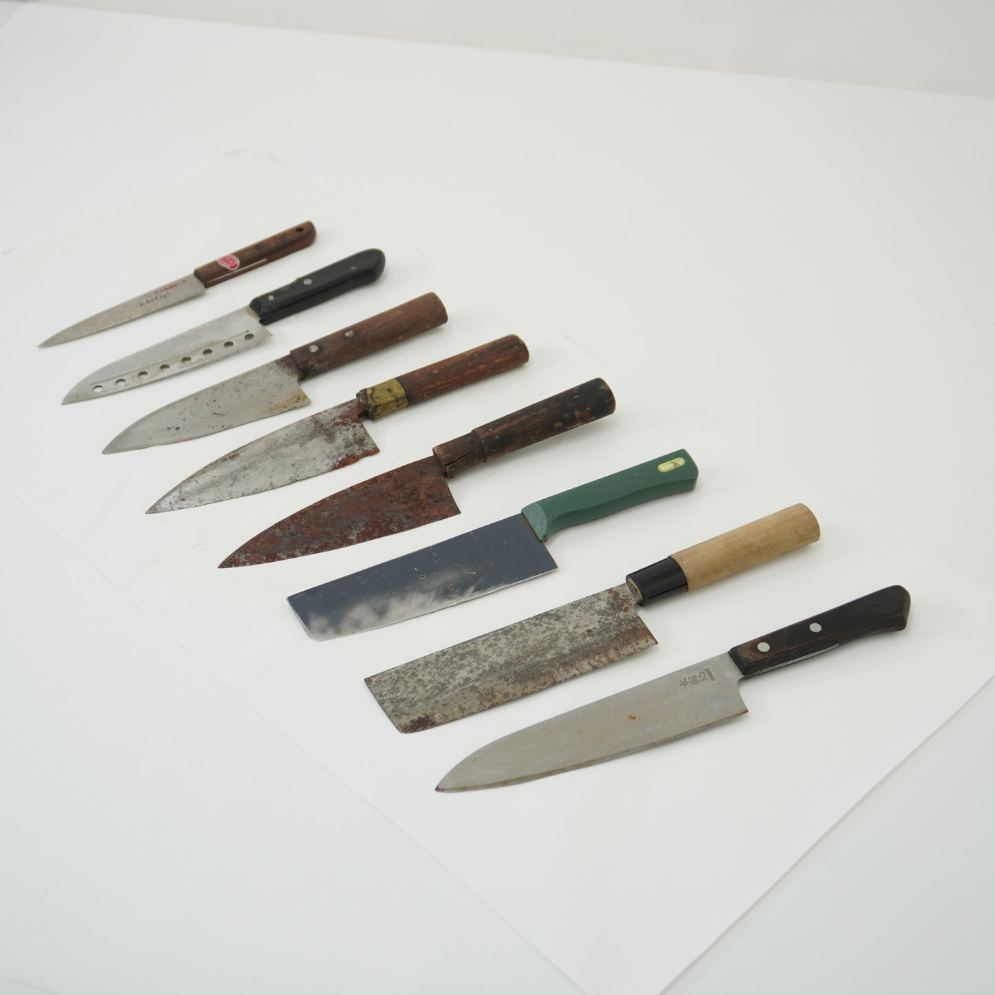 Japanese Junk Used Kitchen Knife 8pc Set Vintage Sashimi Sushi F-412