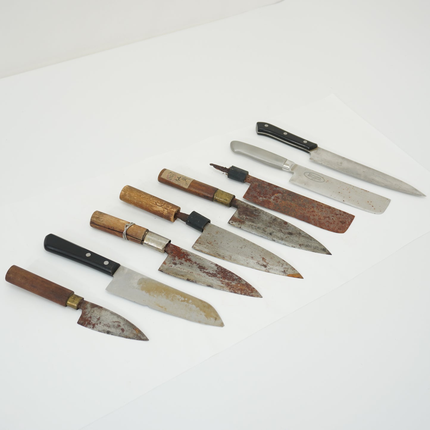 Japanese Junk Used Kitchen Knife 8pc Set Vintage Sashimi Sushi F-413