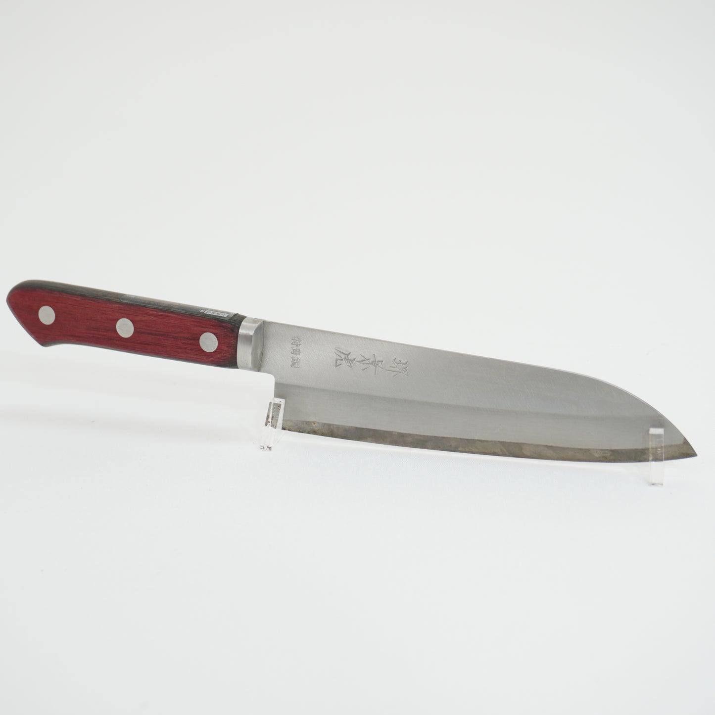 Good Condition! Japanese Used Kitchen Santoku Knife Sushi Sasimi F-417