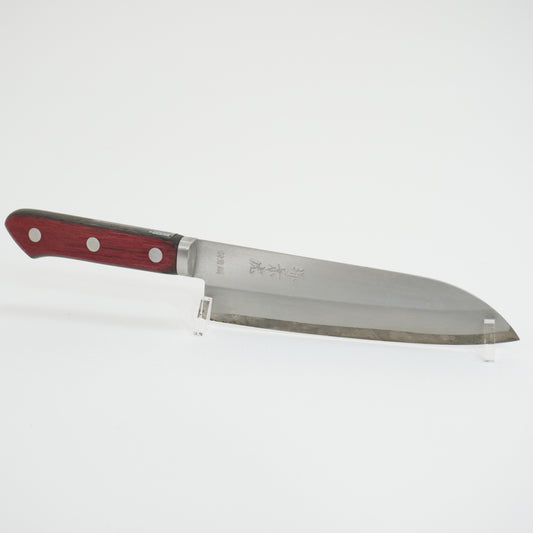 Good Condition! Japanese Used Kitchen Santoku Knife Sushi Sasimi F-417