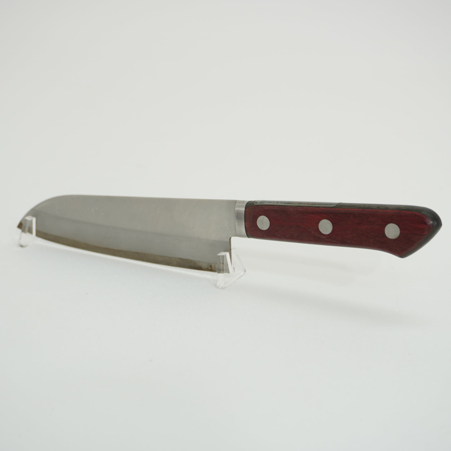 Good Condition! Japanese Used Kitchen Santoku Knife Sushi Sasimi F-417