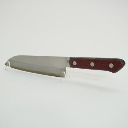 Good Condition! Japanese Used Kitchen Santoku Knife Sushi Sasimi F-417