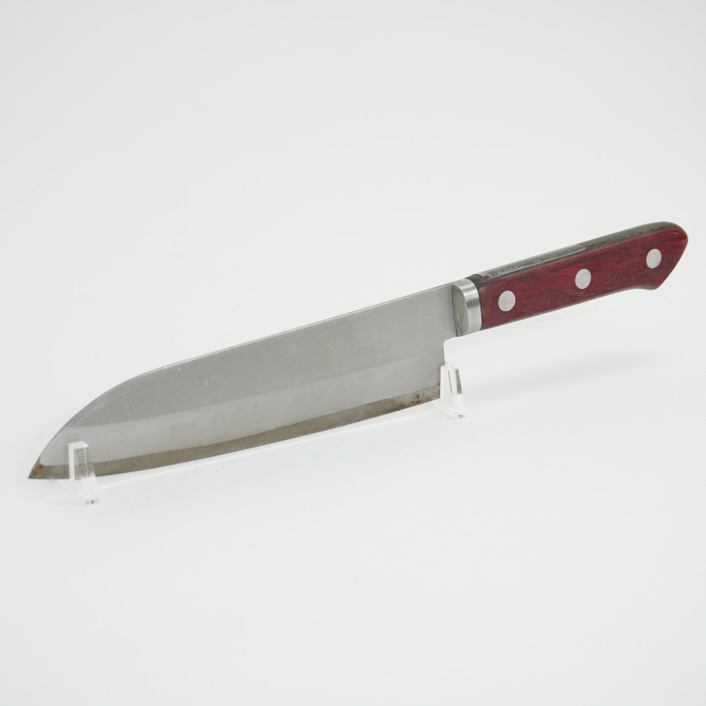 Good Condition! Japanese Used Kitchen Santoku Knife Sushi Sasimi F-417