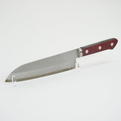 Good Condition! Japanese Used Kitchen Santoku Knife Sushi Sasimi F-417