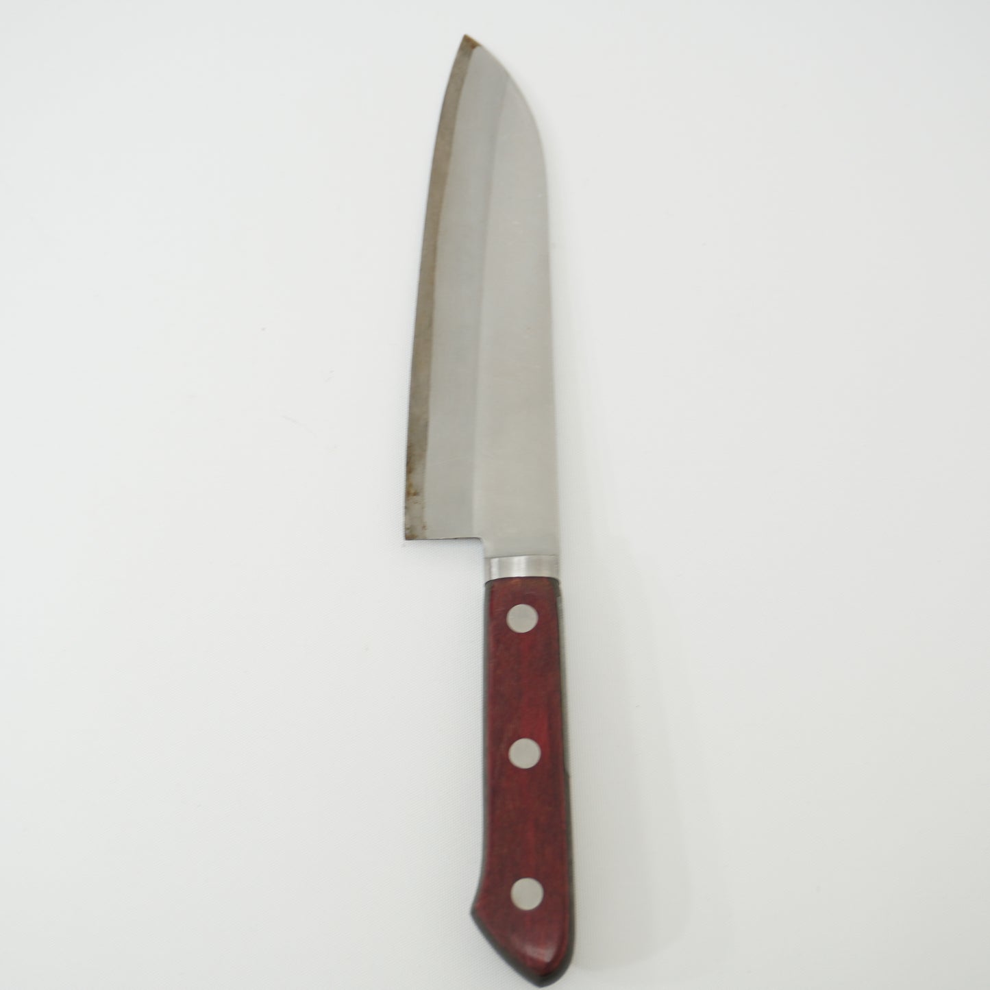 Good Condition! Japanese Used Kitchen Santoku Knife Sushi Sasimi F-417