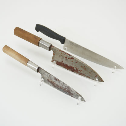 For ID bakonzo:Japanese Used Vintage Kitchen Knife Lot 3 Set Sushi Sasimi F-418