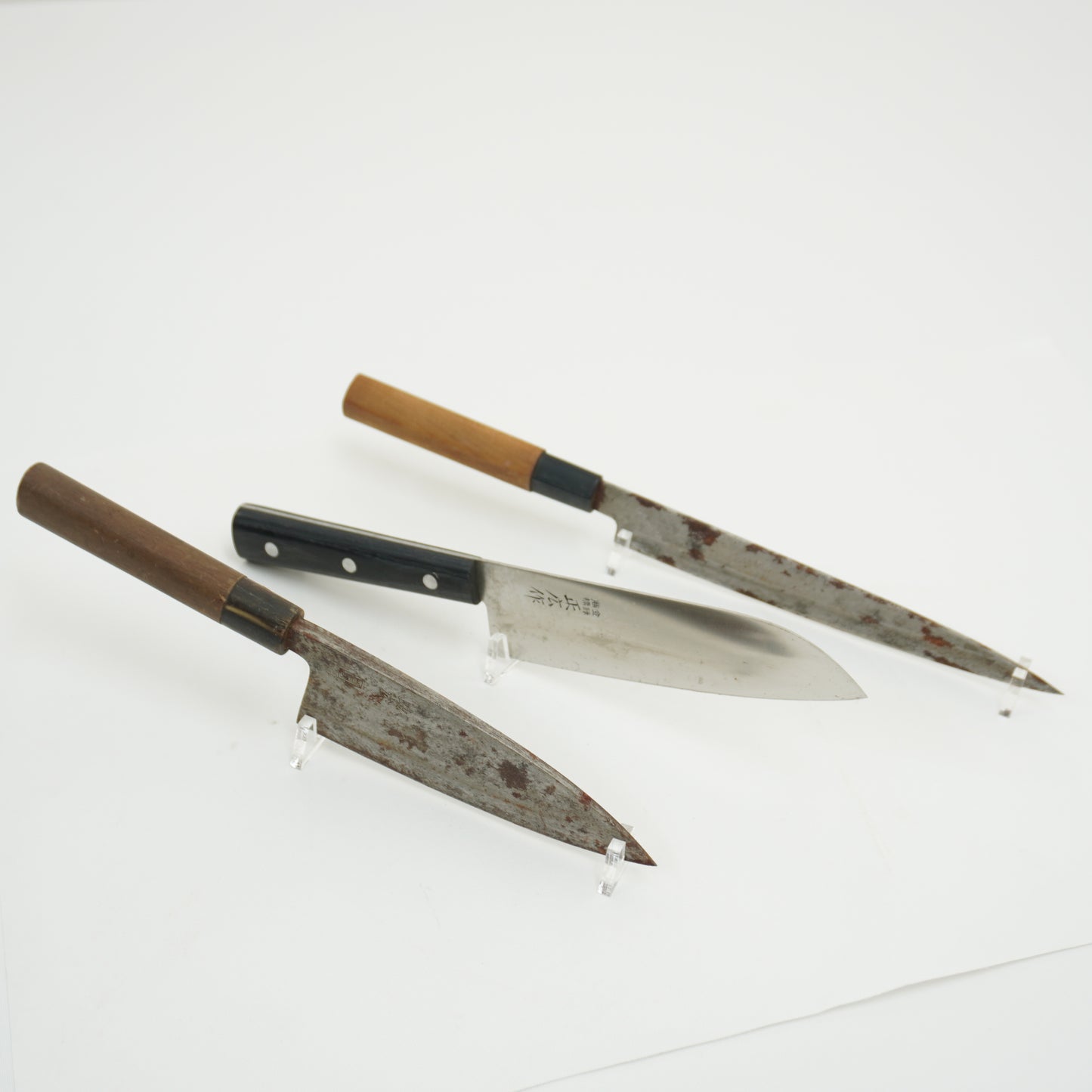 Japanese Used Vintage Kitchen Knife Lot 3 Set Sushi Sasimi F-423