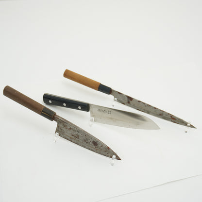 Japanese Used Vintage Kitchen Knife Lot 3 Set Sushi Sasimi F-423